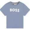 Hugo Boss Baby - Camiseta básica com logo e manga curta, cinza