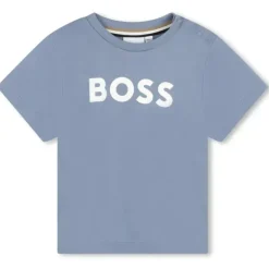 Hugo Boss Baby - Camiseta básica com logo e manga curta, cinza