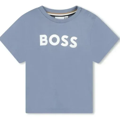 Hugo Boss Baby - Camiseta básica com logo e manga curta, cinza