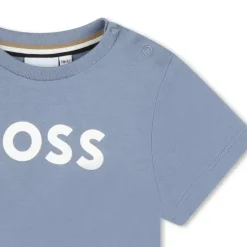 Hugo Boss Baby - Camiseta básica com logo e manga curta, cinza