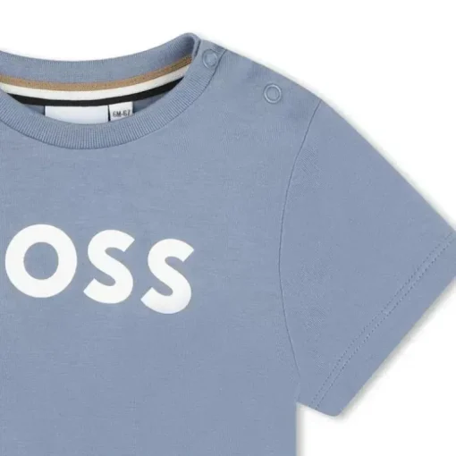 Hugo Boss Baby - Camiseta básica com logo e manga curta, cinza