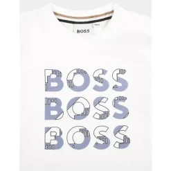 Hugo Boss Baby - Camiseta de manga comprida estampada com vários logotipos, branca