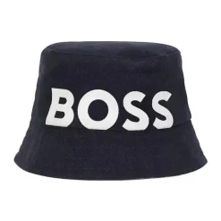 Hugo Boss Baby - Chapéu Bucket de algodão reversível, azul marinho