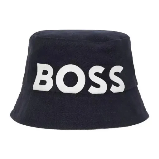 Hugo Boss Baby - Chapéu Bucket de algodão reversível, azul marinho