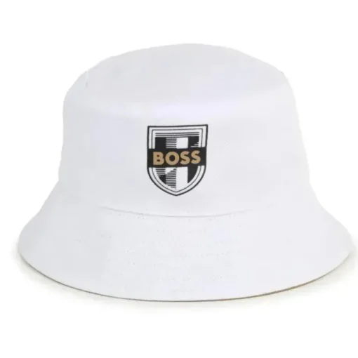Hugo Boss Baby - Chapéu Bucket Reversível, Branco/Bege
