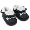 Hugo Boss Baby - Chinelos de couro falso Sherling, Marinha