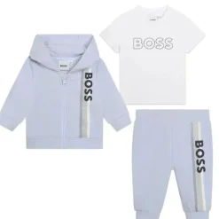 Hugo Boss Baby - Conjunto de moletom e camiseta para menino, branco e azul claro