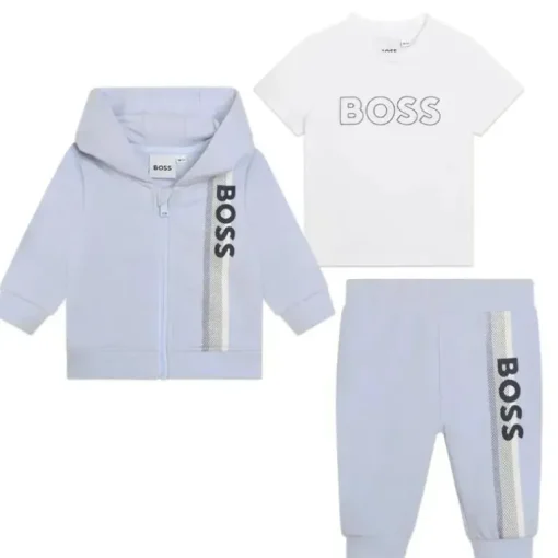 Hugo Boss Baby - Conjunto de moletom e camiseta para menino, branco e azul claro