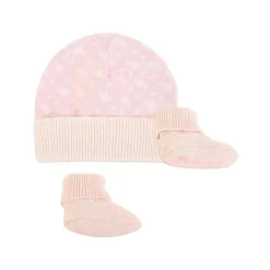 Hugo Boss Baby - Conjunto de chapéu e chinelos Geometric Intarsia, rosa