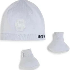 Hugo Boss Baby - Conjunto de gorro e botinhas de malha, azul claro