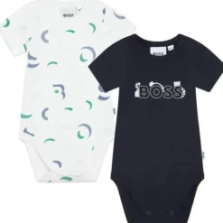 Hugo Boss Baby - Conjunto de corpo para bebê 2 unidades, marinho/branco