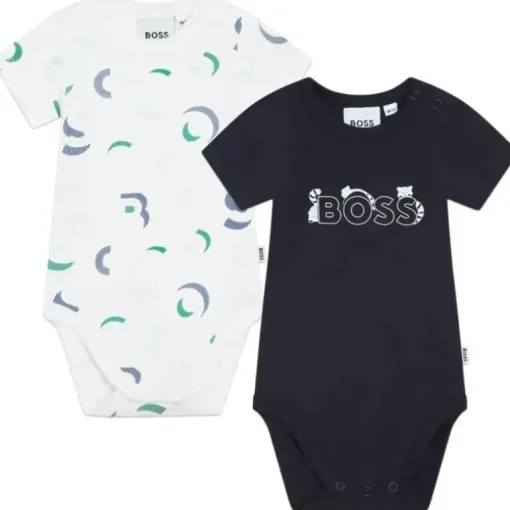 Hugo Boss Baby - Conjunto de corpo para bebê 2 unidades, marinho/branco