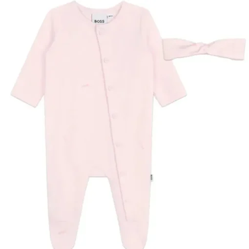 Hugo Boss Baby - Conjunto de Footie, Faixa de Cabeça e Cobertor, Rosa