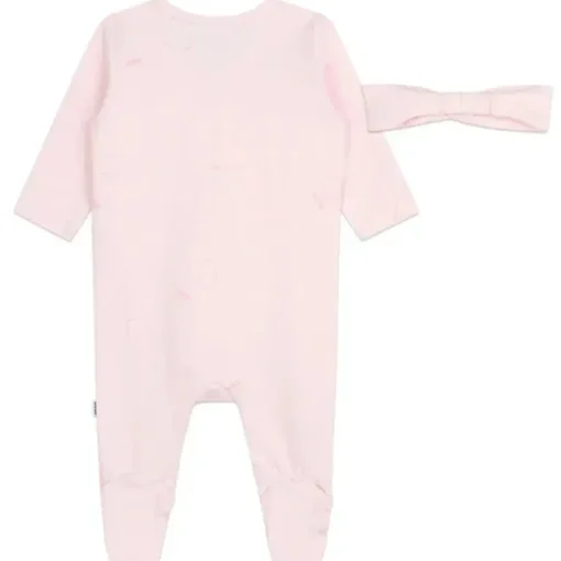 Hugo Boss Baby - Conjunto de Footie, Faixa de Cabeça e Cobertor, Rosa