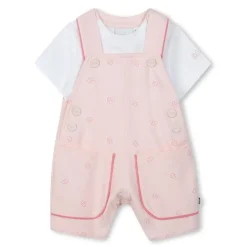 Hugo Boss Baby - Girl Dungarees & T-Shirt White And Pink