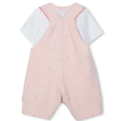 Hugo Boss Baby - Girl Dungarees & T-Shirt White And Pink