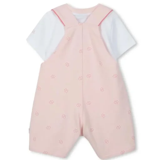 Hugo Boss Baby - Girl Dungarees & T-Shirt White And Pink