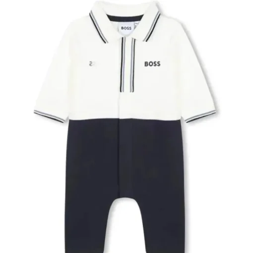 Hugo Boss Baby - Macacão de gola polo Ceremony, azul marinho