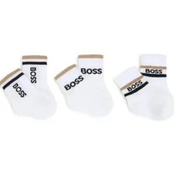Hugo Boss Baby - Meias 3Pk Branco e Bege