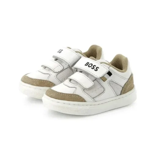 Hugo Boss Baby - Mini Me Sneaker Velcro Closure, White/Beige