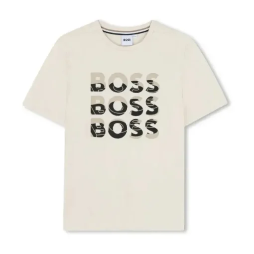 Hugo Boss Baby - Multi Logo Short Sleeve Tshirt White & Beige