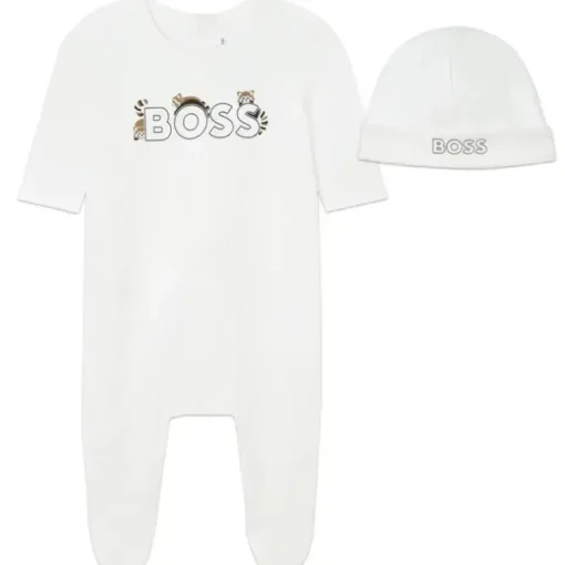 Hugo Boss Baby - Pijama e gorro Boss Boys, branco