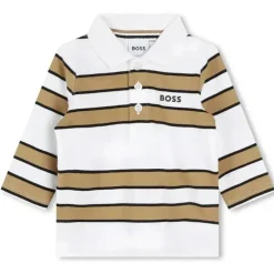Hugo Boss Baby - Polo de manga comprida listrada, branca