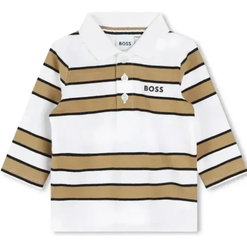 Hugo Boss Baby - Polo de manga comprida listrada, branca