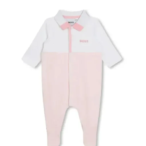 Hugo Boss Baby - Polo Footie Girl, Branco E Rosa Claro