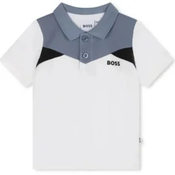 Hugo Boss Baby - Polo piquet manga curta colorblock, branco/azul