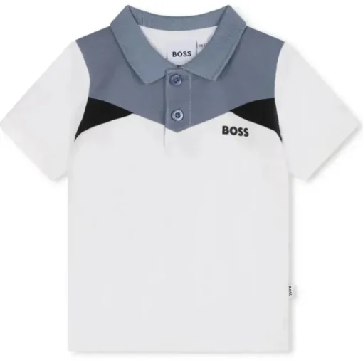 Hugo Boss Baby - Polo piquet manga curta colorblock, branco/azul