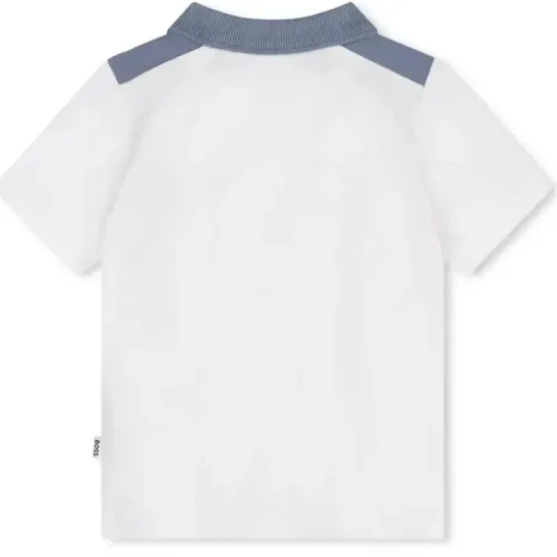 Hugo Boss Baby - Polo piquet manga curta colorblock, branco/azul