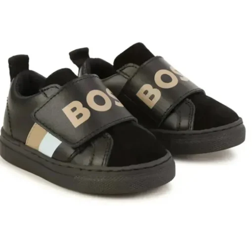 Hugo Boss Baby - Sapatilhas pretas com logotipo de velcro para meninos