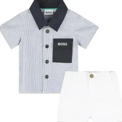 Hugo Boss Baby - Shorts e top de sarja de algodão, branco/azul