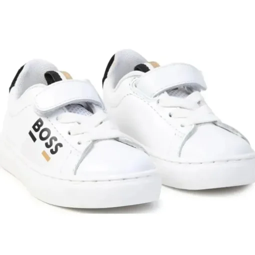 Hugo Boss Baby - Tênis Com Cadarço Elástico E Gancho, Branco