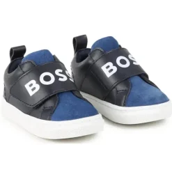 Hugo Boss Baby - Tênis Com Logotipo Elástico, Azul Marinho
