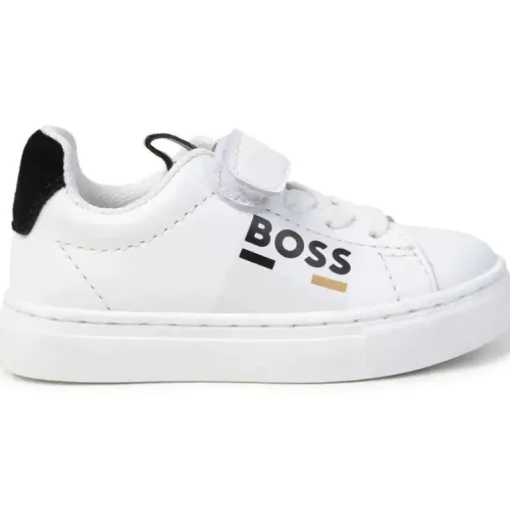 Hugo Boss Baby - Tênis Com Cadarço Elástico E Gancho, Branco