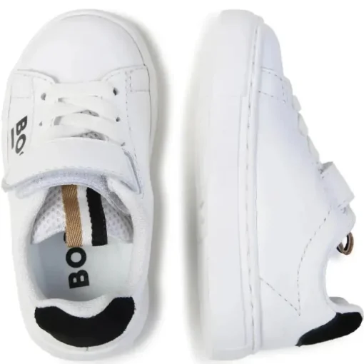 Hugo Boss Baby - Tênis Com Cadarço Elástico E Gancho, Branco