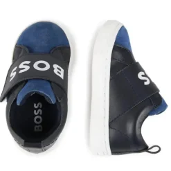 Hugo Boss Baby - Tênis Com Logotipo Elástico, Azul Marinho