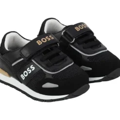 Hugo Boss Baby - Tênis de couro para menino, preto