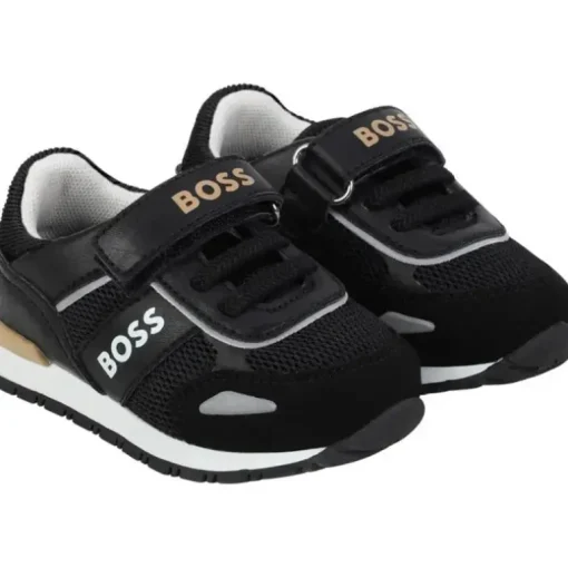 Hugo Boss Baby - Tênis de couro para menino, preto