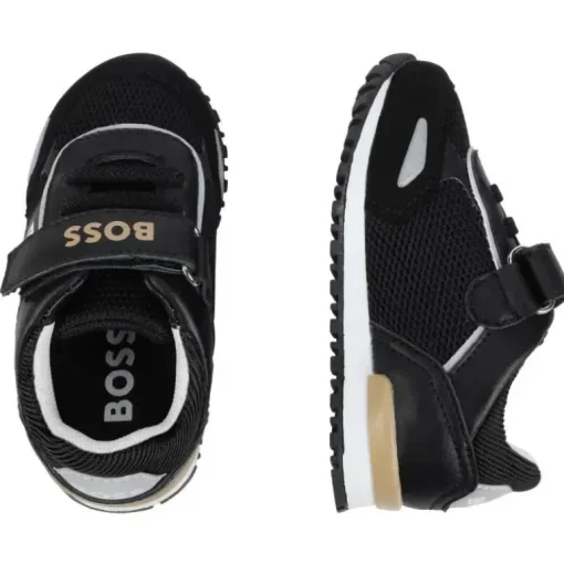 Hugo Boss Baby - Tênis de couro para menino, preto