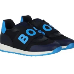 Hugo Boss Baby - Tênis elástico com logotipo para meninos, azul marinho