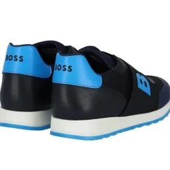 Hugo Boss Baby - Tênis elástico com logotipo para meninos, azul marinho