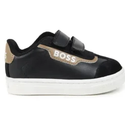 Hugo Boss Baby - Tênis em couro e malha, preto