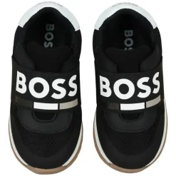 Hugo Boss Baby - Tênis em couro e malha com logotipo elástico
