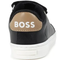 Hugo Boss Baby - Tênis em couro e malha, preto