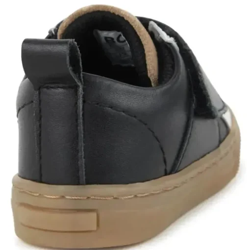 Hugo Boss Baby - Tênis em couro e malha, preto