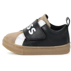 Hugo Boss Baby - Tênis em couro e malha, preto