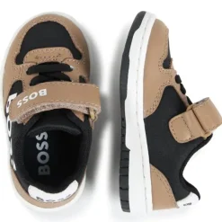 Hugo Boss Baby - Tênis em Mix Material, Preto/Bege
